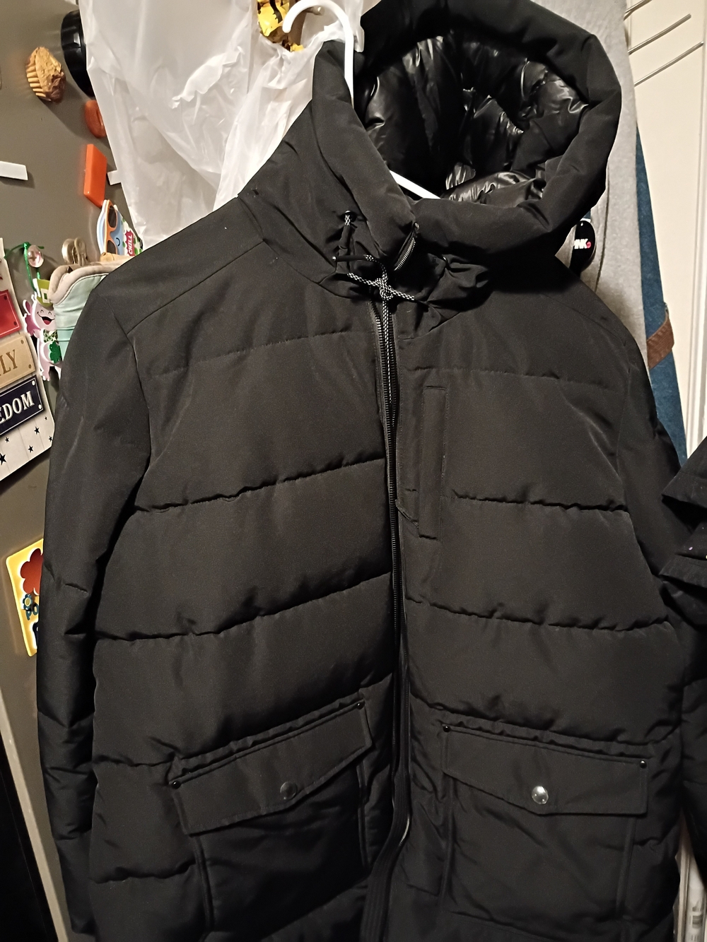 Men's Insulated Black Puffer Jacket with Hood